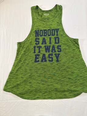 EVCR Nobody Said It Was Easy Green Motivation Workout Tank Top XL